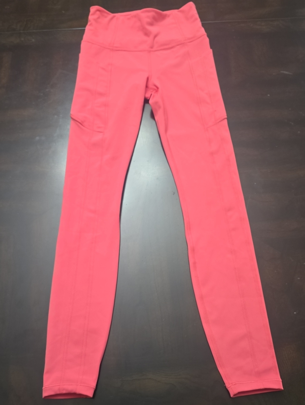 Athleta Ultimate Stash Bright Coral High-Rise Woman Legging w/Side Pockets NWOT